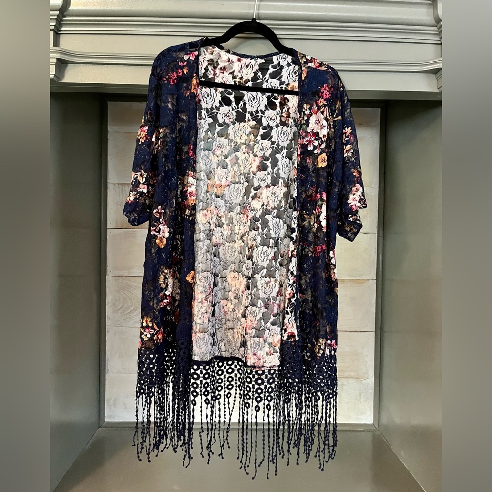 Navy Floral Kimono